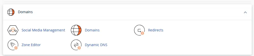 domains section of cpanel