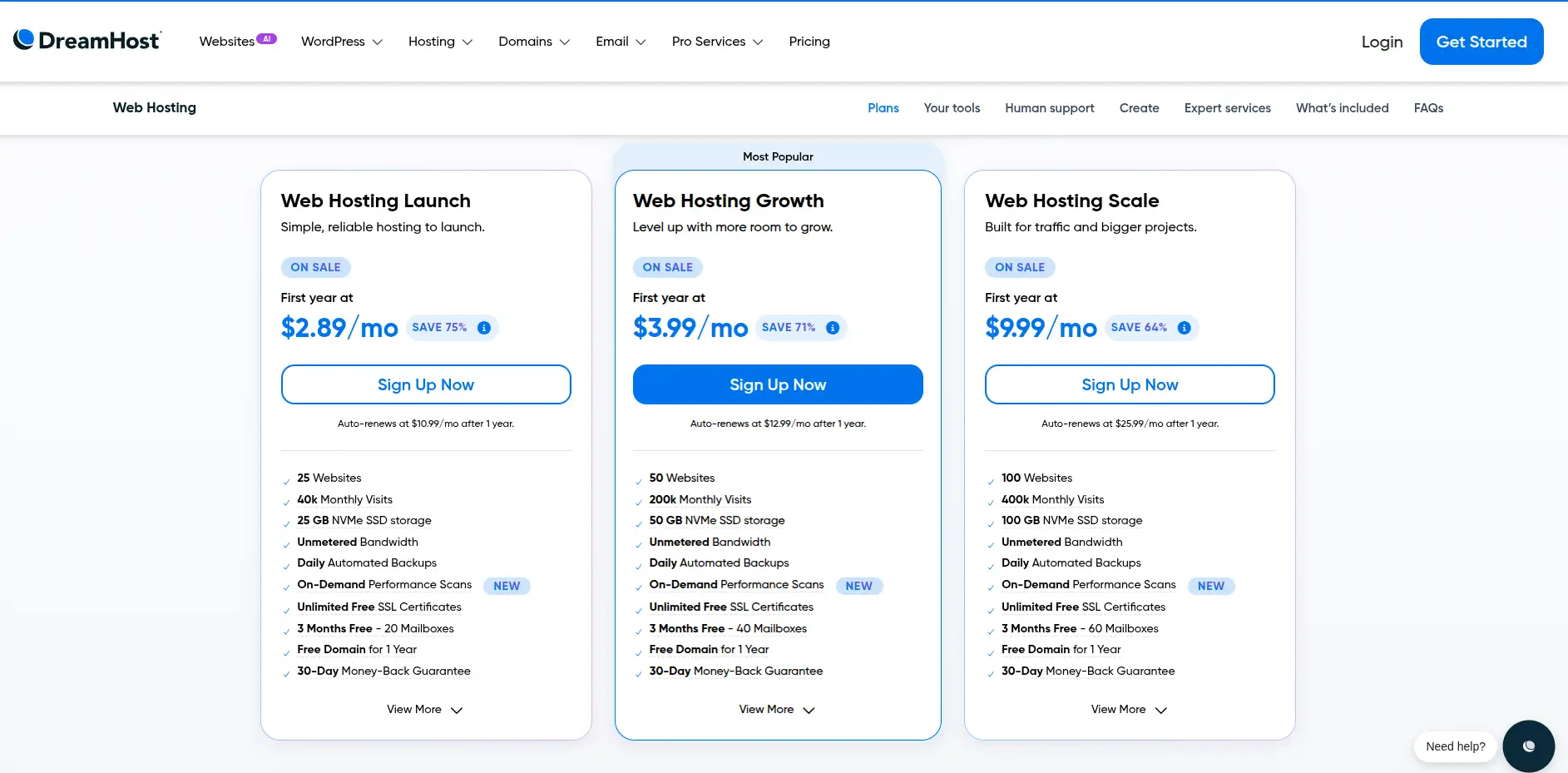 dreamhost shared plans