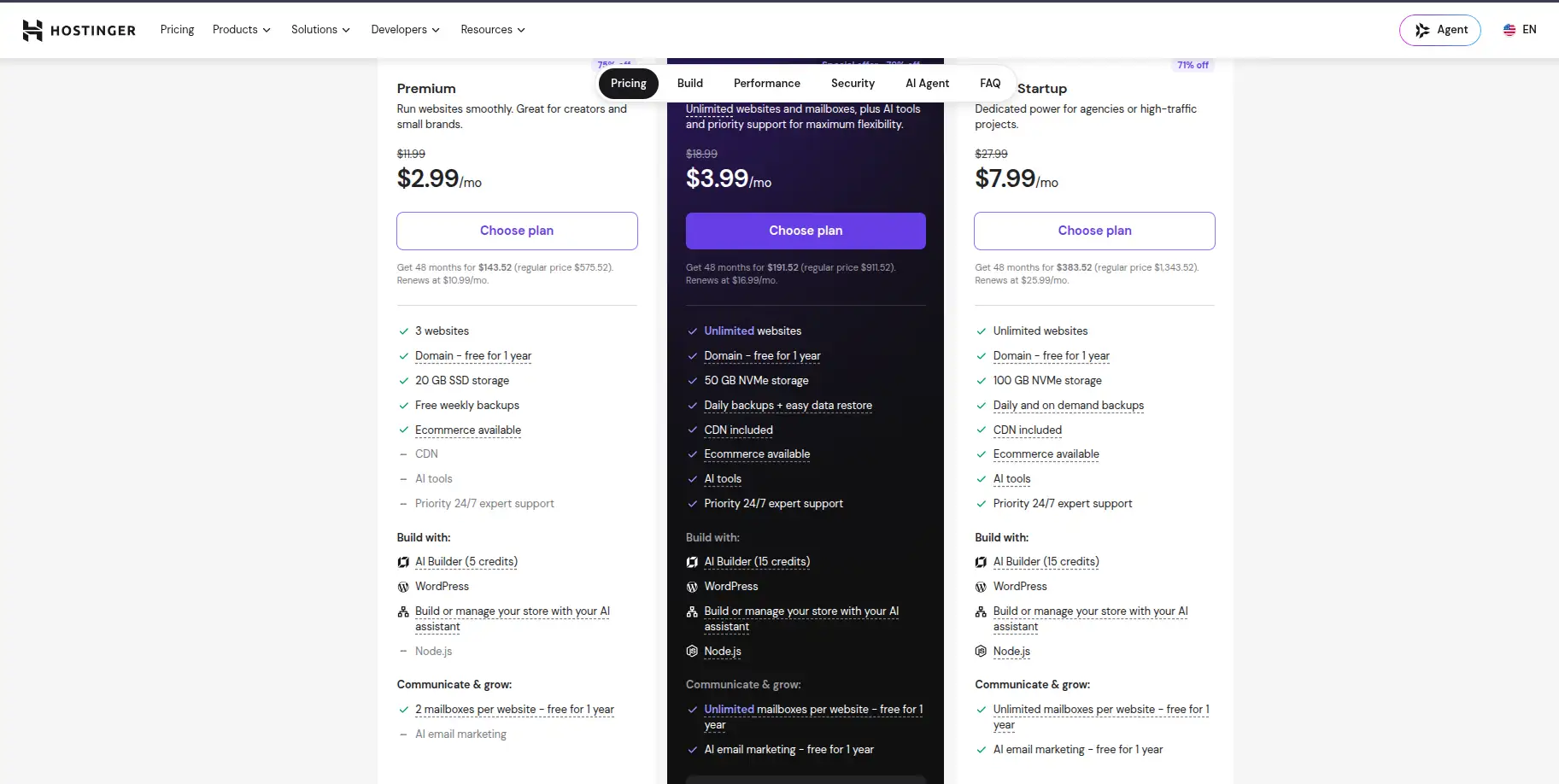 hostinger pricing