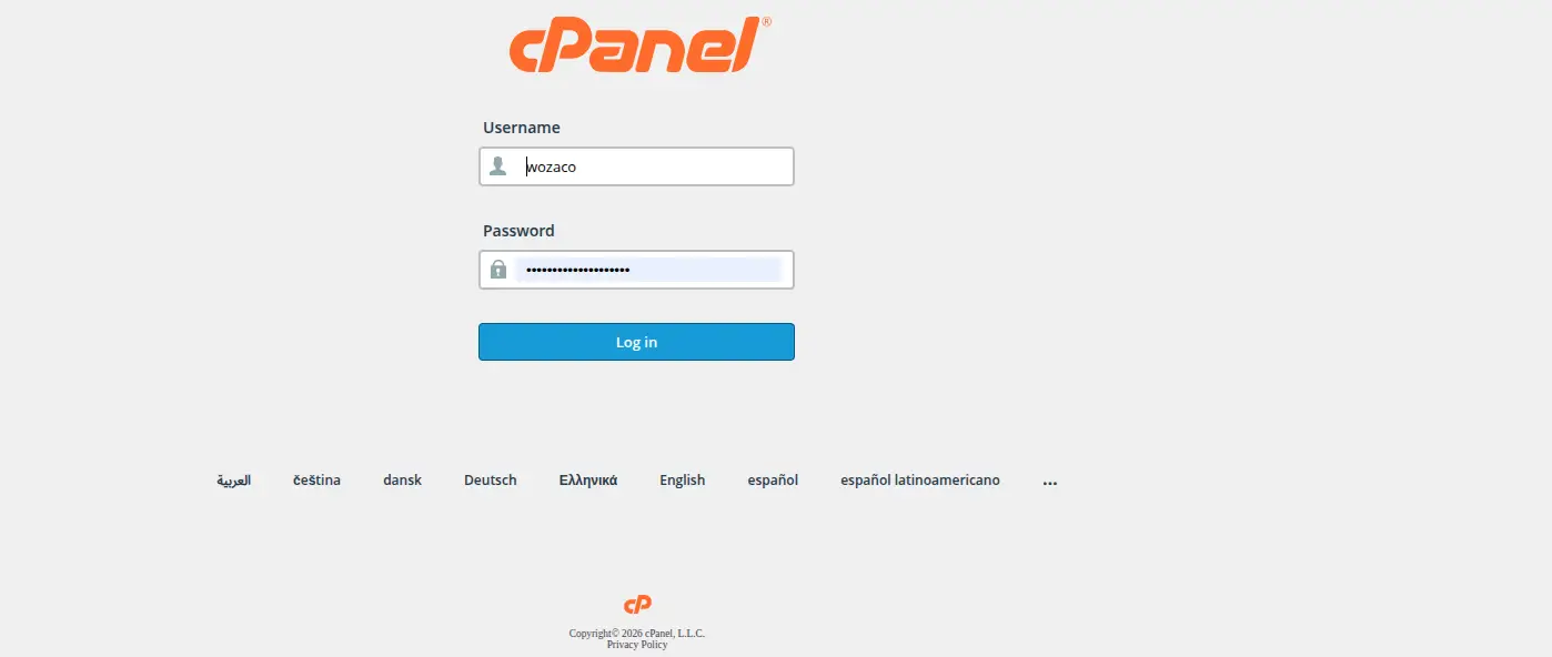 login to cpanel