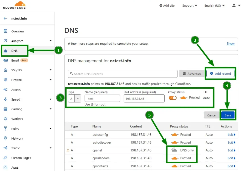 Point Your Domain to Cloudflare and Configure DNS