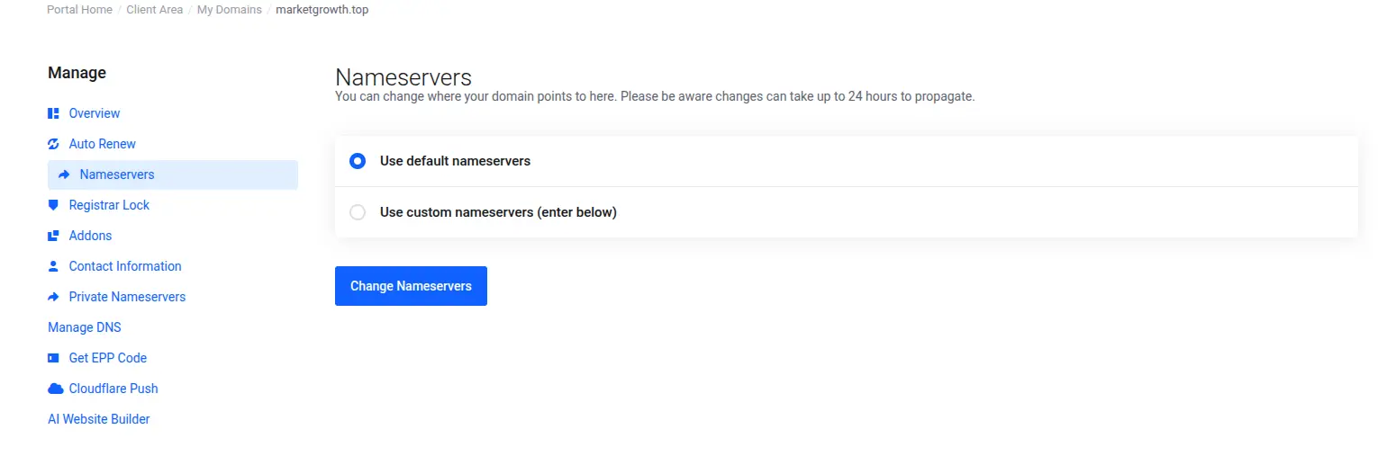 point domain to hosting by nameservers