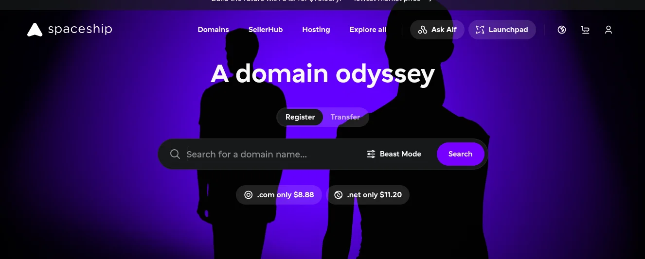 spaceship domain registration 