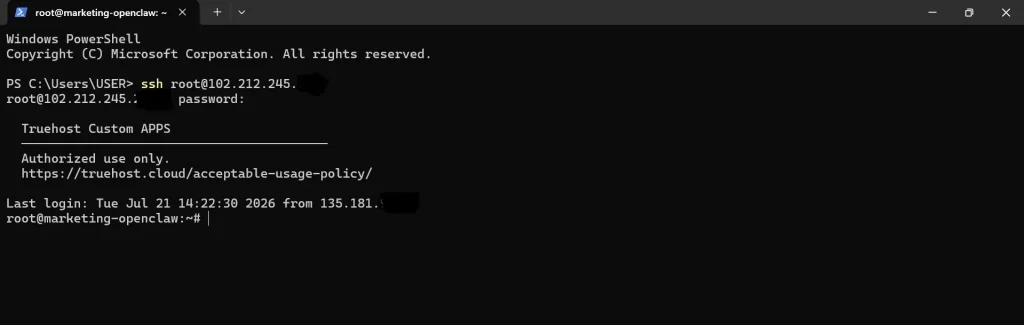 using windows terminal to ssh to a vps