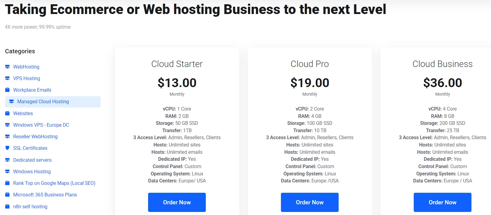 Taking Ecommerce or Web hosting Business to the next Level
4X more power, 99.99% uptime
