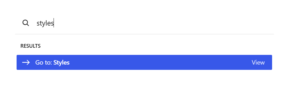 Command search returning a Styles destination